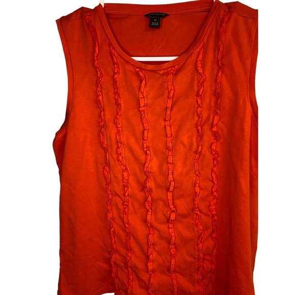 Ann Taylor Bright Red Ruffle Front Tank Top XS - Picture 3 of 9